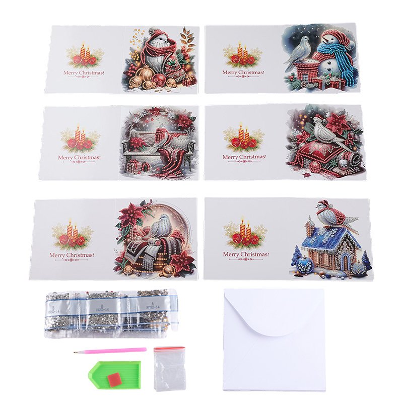 Hot Sale Six Piece Set Children's Greeting Card Diamond Painting Christmas Greeting Card Gift For Friends And Family
