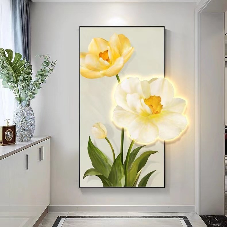 Atmosphere Lamp Hanging Painting Living Room Three-Dimensional Flower Hallway Background LED Light Wall Art