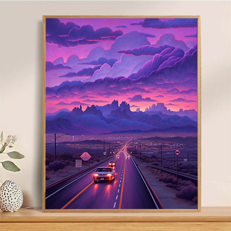 Purple High Street diamond dot painting America style 5d diy diamond painting accessories Home Wall Decor