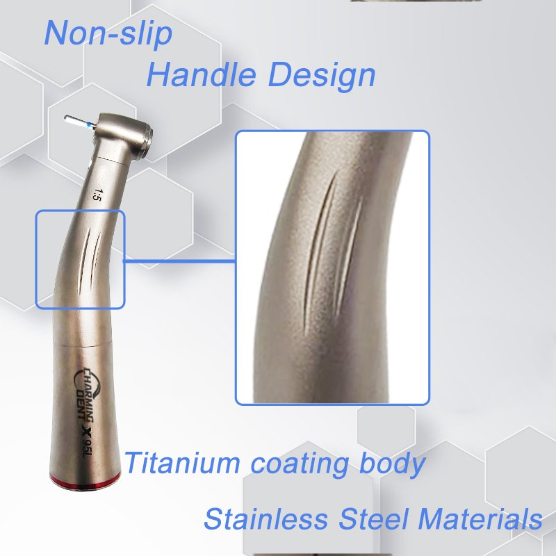 dental increasing speed 1:5 contra angle handpiece 4 holes water spray with LED fiber optic fast handpiece