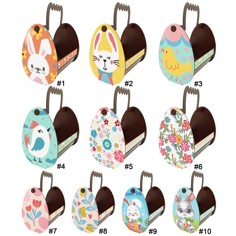 Wooden Easter Craft Egg Bunny 5D DIY Diamond Painting Craft Storage Box