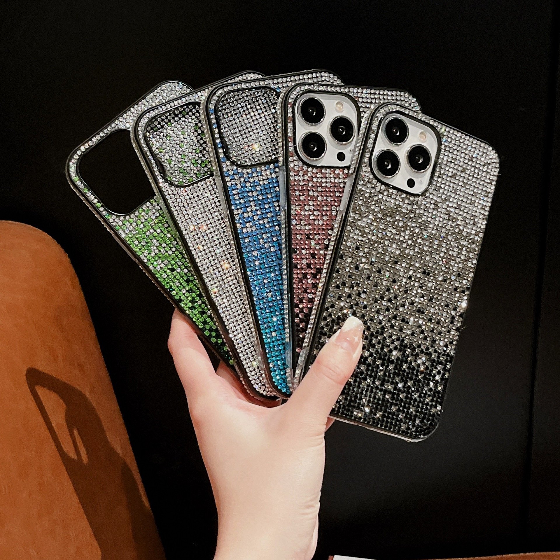 Luxury Bling Starry Sky Gradient Diamond Rhinestone Girly Ladies Mobile Phone Case for Samsung S10 for iphone 1 12 13 14 Pro max