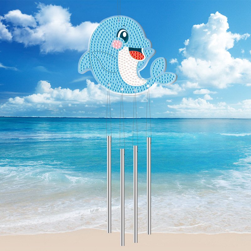 DIY diamond painting wind chime aluminum tube window pendant, double-sided rhinestone gift pendant for creative decoration
