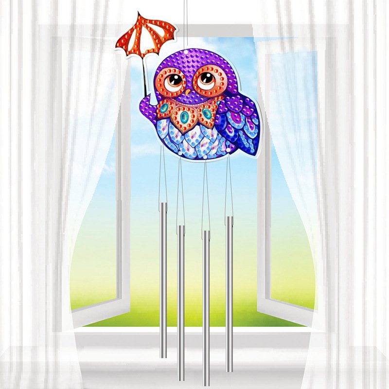 DIY diamond painting wind chime aluminum tube window pendant, double-sided rhinestone gift pendant for creative decoration