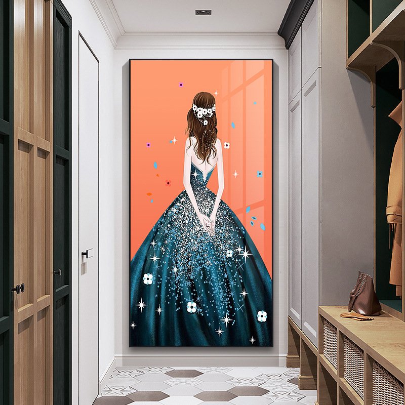 3D Diamond Beauty Sexy Elegant Girl Canvas Art Prints Crystal Porcelain Painting for Home Living Room