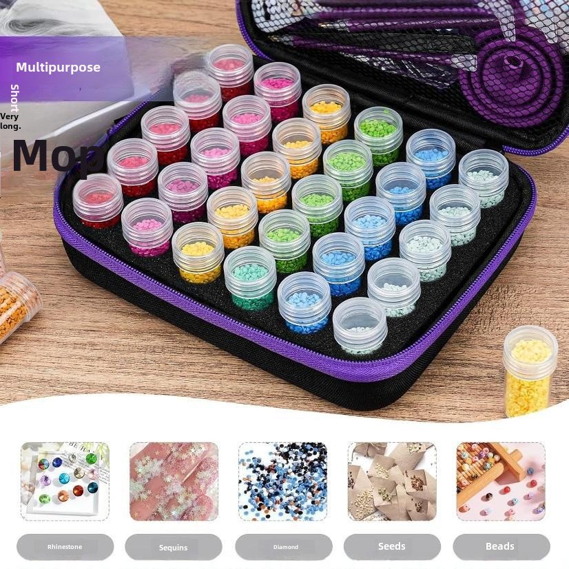 Portable 60-Grids Storage Tool Box Diamond Paintings Beads Rice Tool Organization Collection for Art Landscape Handpainted Pen