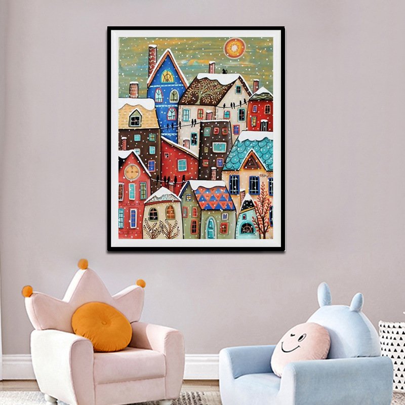 LS 5d Diy Diamond Painting kit premium velvet canvas poured glue Square diamonds Christmas painting Kits supplier