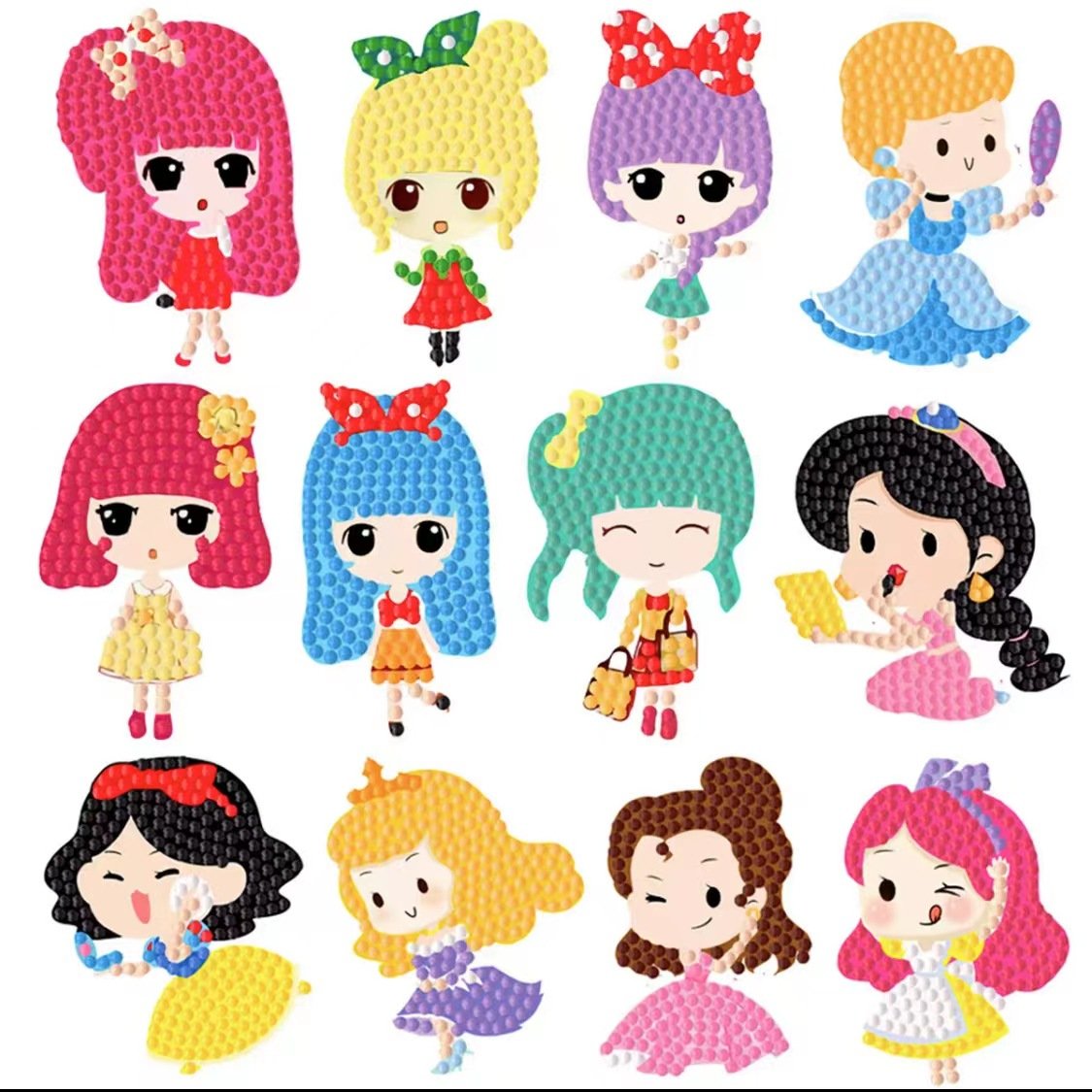 Cartoon Stickers Diamond Painting Kits for Kids Angel Princess Sticker DIY Diamond Painting Stickers Paster Child Puzzle Gift