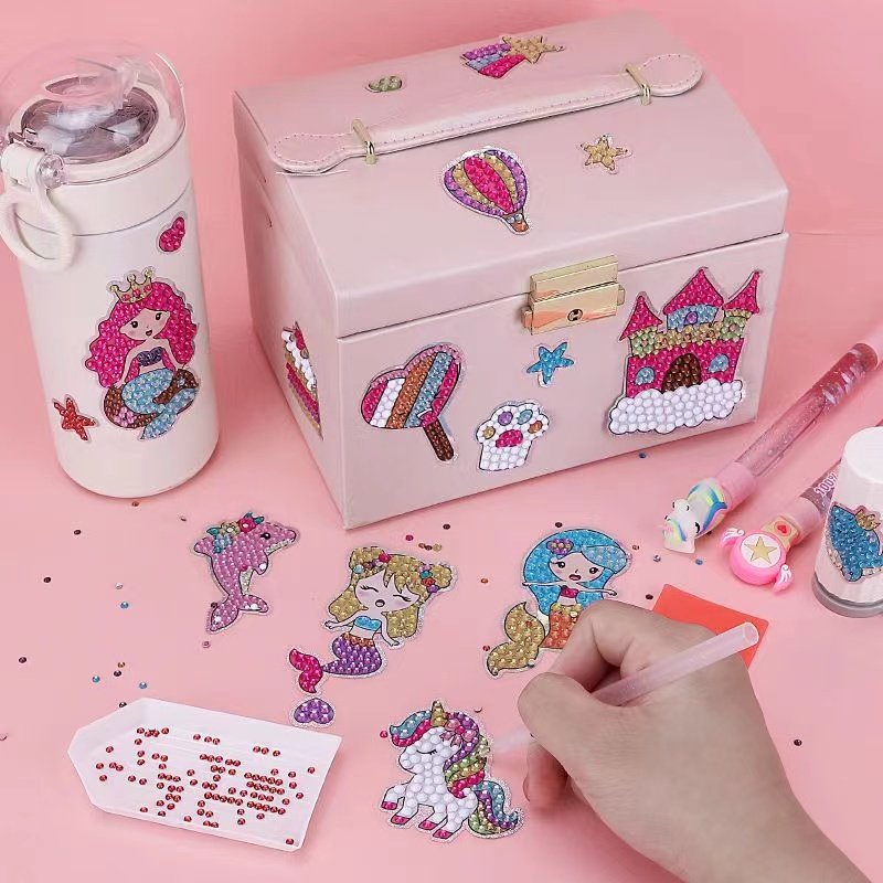 2022 new DIY diamond painting sticker custom diamond art painting for kids unicorn themes with 23 stickers