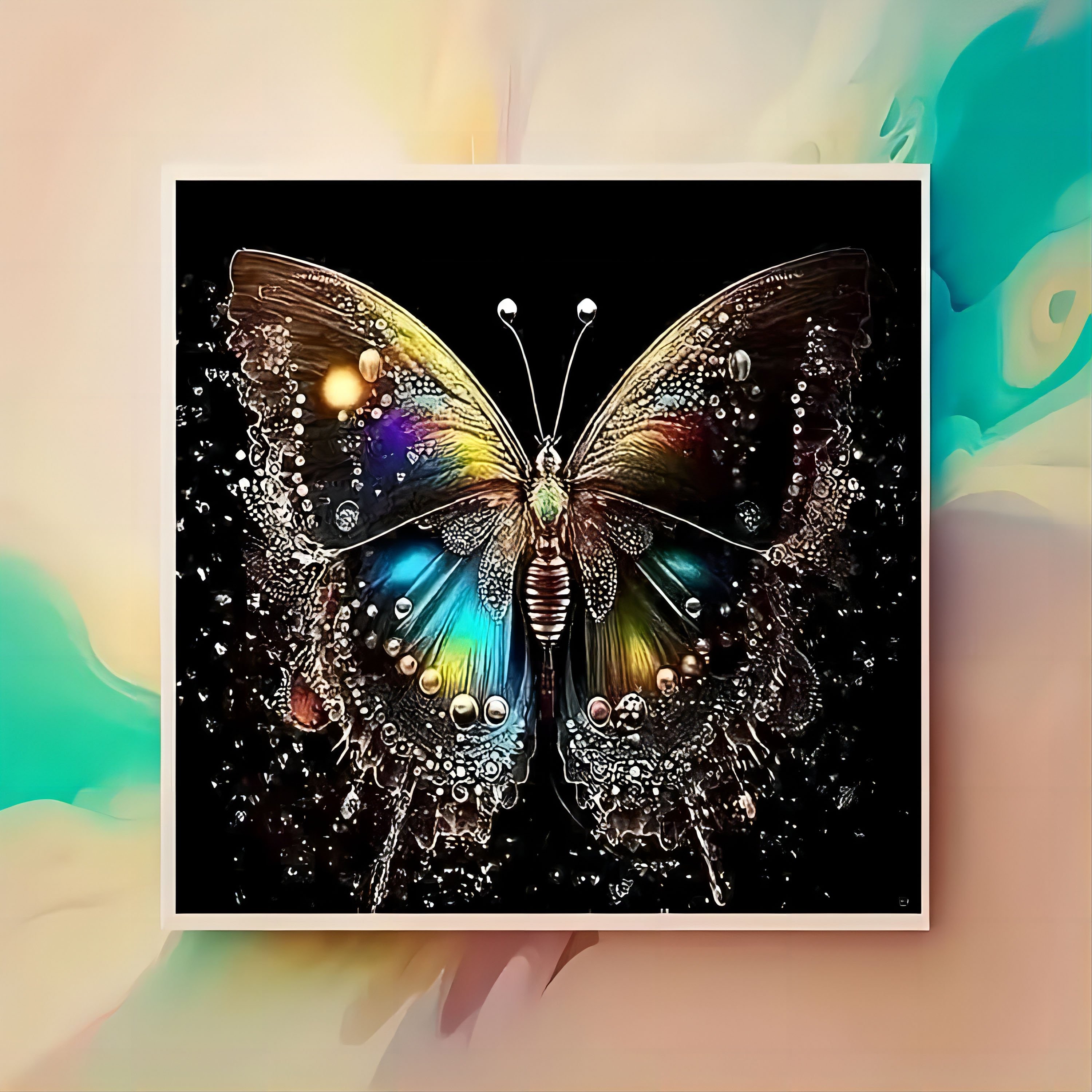 Beautiful Butterfly Diamond Painting Water Drop Butterfly Diamond Painting Insect Series Diamond Painting 20*20cm