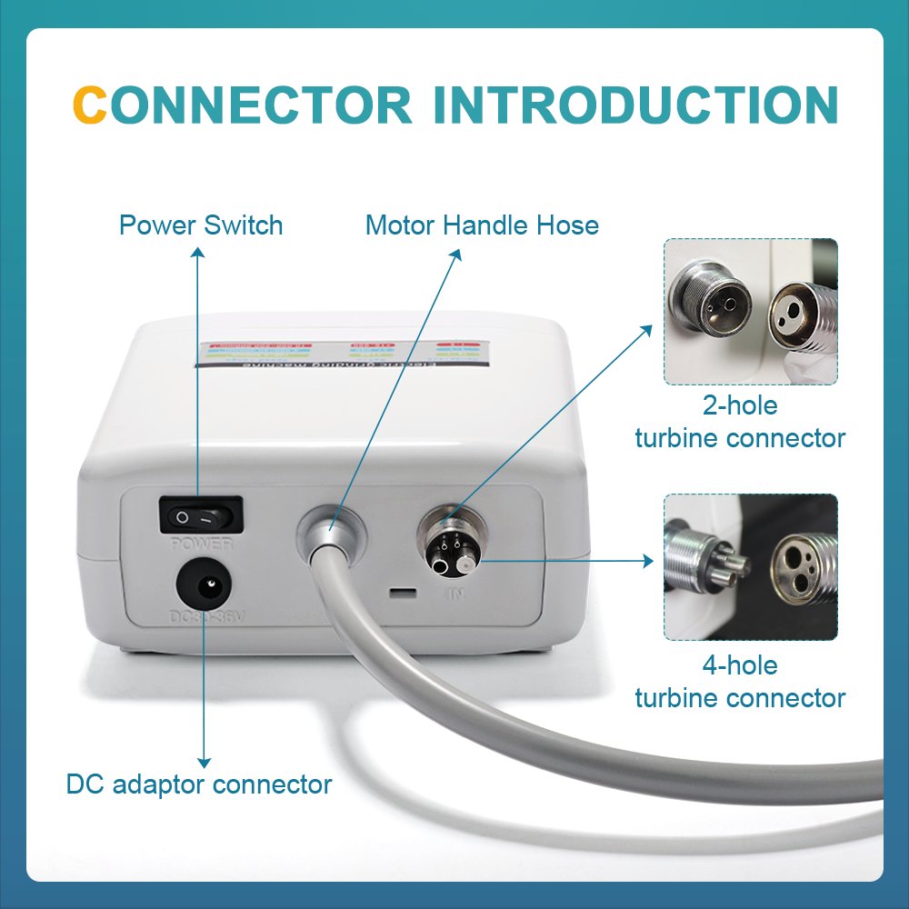 AI-EM-C45 Torque 3.4 Ncm Dental Electric Micromotor Portable System kit with Contra Angle Handpiece as Balanced as Air Turbine