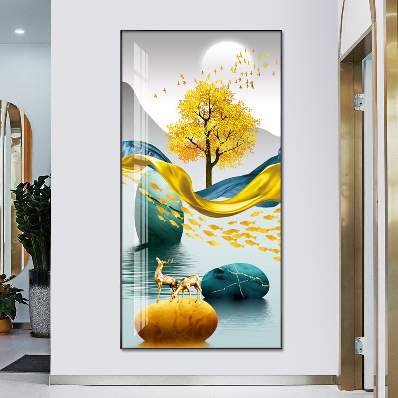 Entrance Porch Decorative Painting Modern Corridor Mural Background Wall Aisle Crystal Diamond Hanging Painting