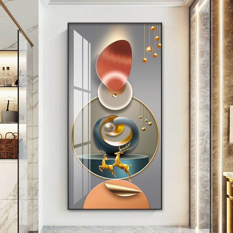 Entrance Porch Decorative Painting Modern Corridor Mural Background Wall Aisle Crystal Diamond Hanging Painting