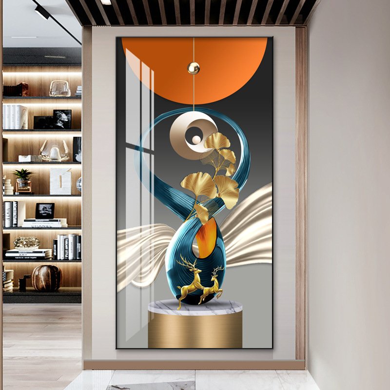 Entrance Porch Decorative Painting Modern Corridor Mural Background Wall Aisle Crystal Diamond Hanging Painting