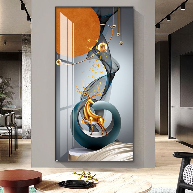 Entrance Porch Decorative Painting Modern Corridor Mural Background Wall Aisle Crystal Diamond Hanging Painting