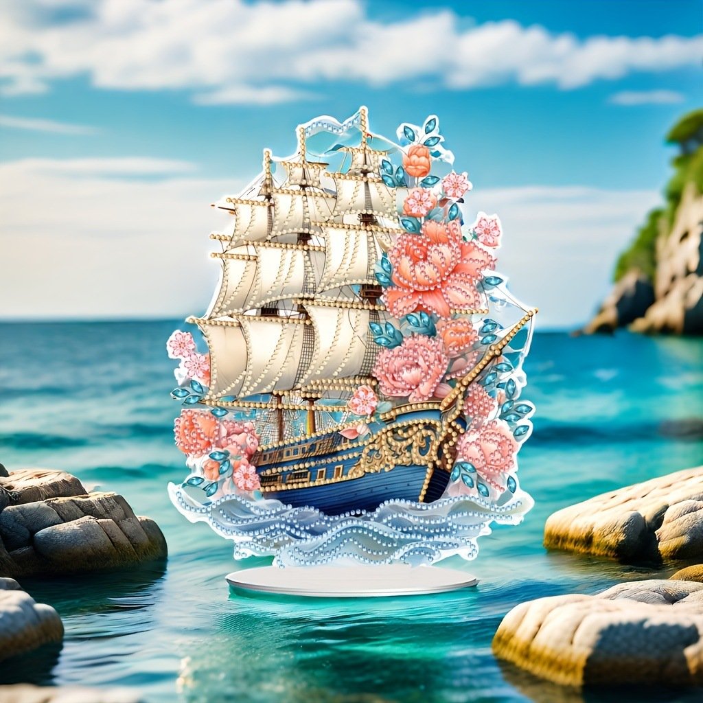 Hot selling new diamond painting desktop decoration DIY sailboat home exquisite decoration crafts