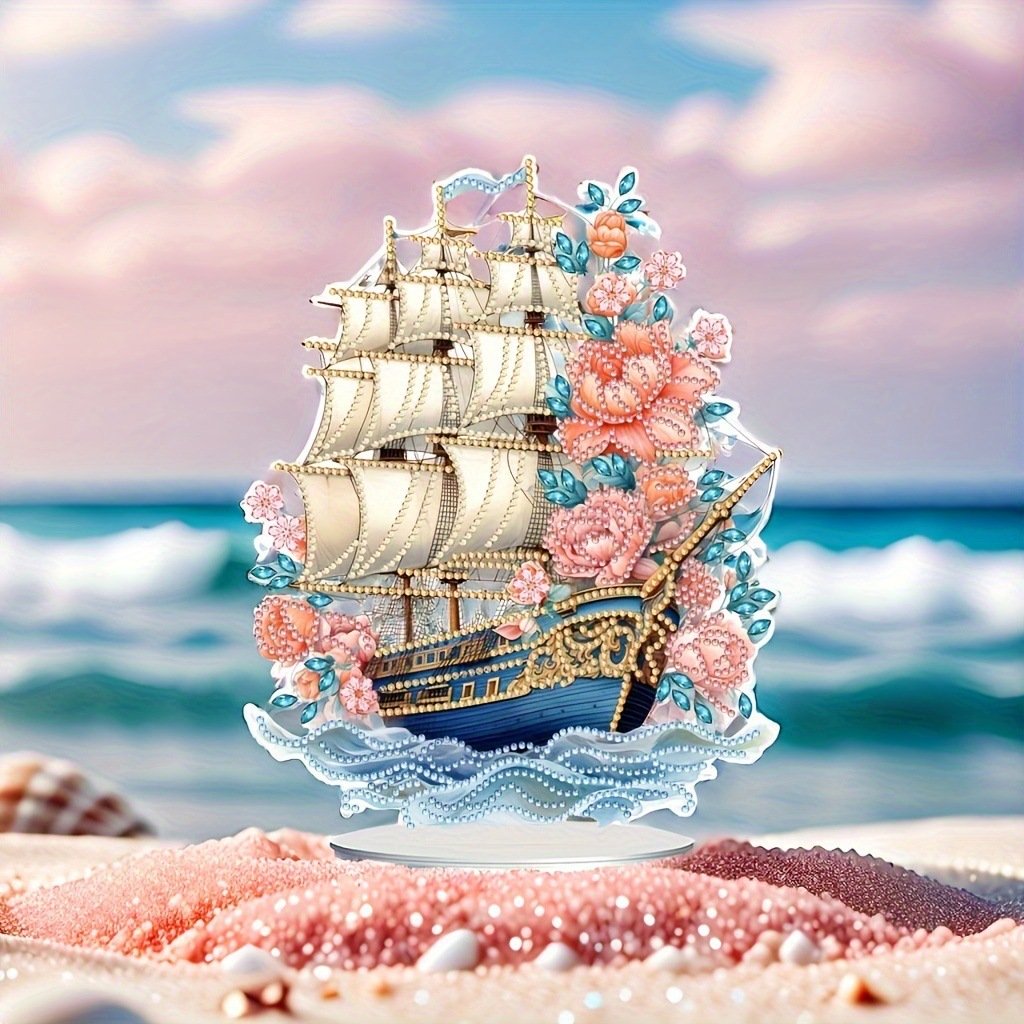 Hot selling new diamond painting desktop decoration DIY sailboat home exquisite decoration crafts