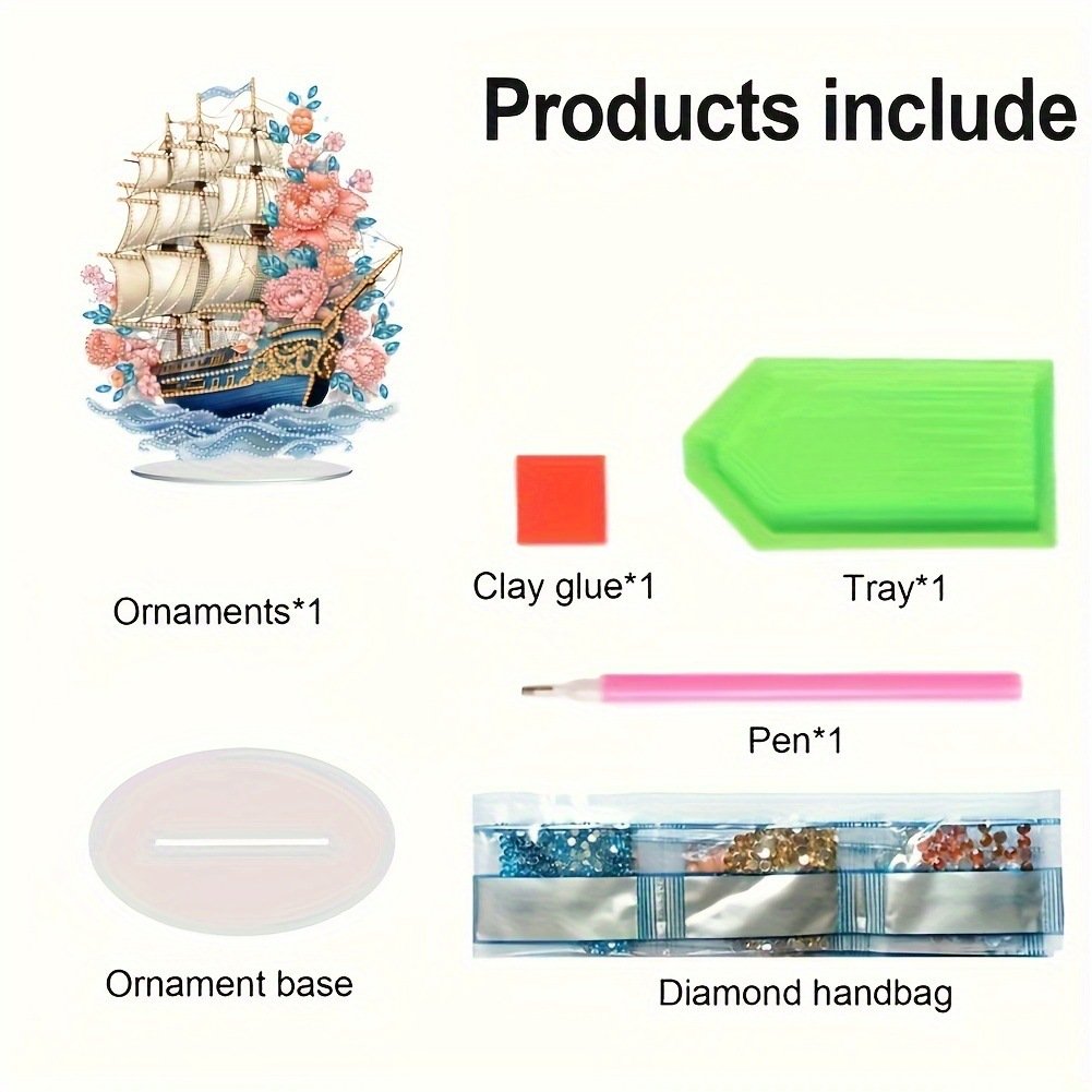 Hot selling new diamond painting desktop decoration DIY sailboat home exquisite decoration crafts