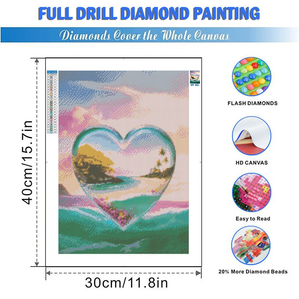 DIY Diamond Embroidery Heart Love Seaside Cross Stitch Kit Painting Scenery Novelty 2024 Mosaic Beach Shell Home Decor Gift