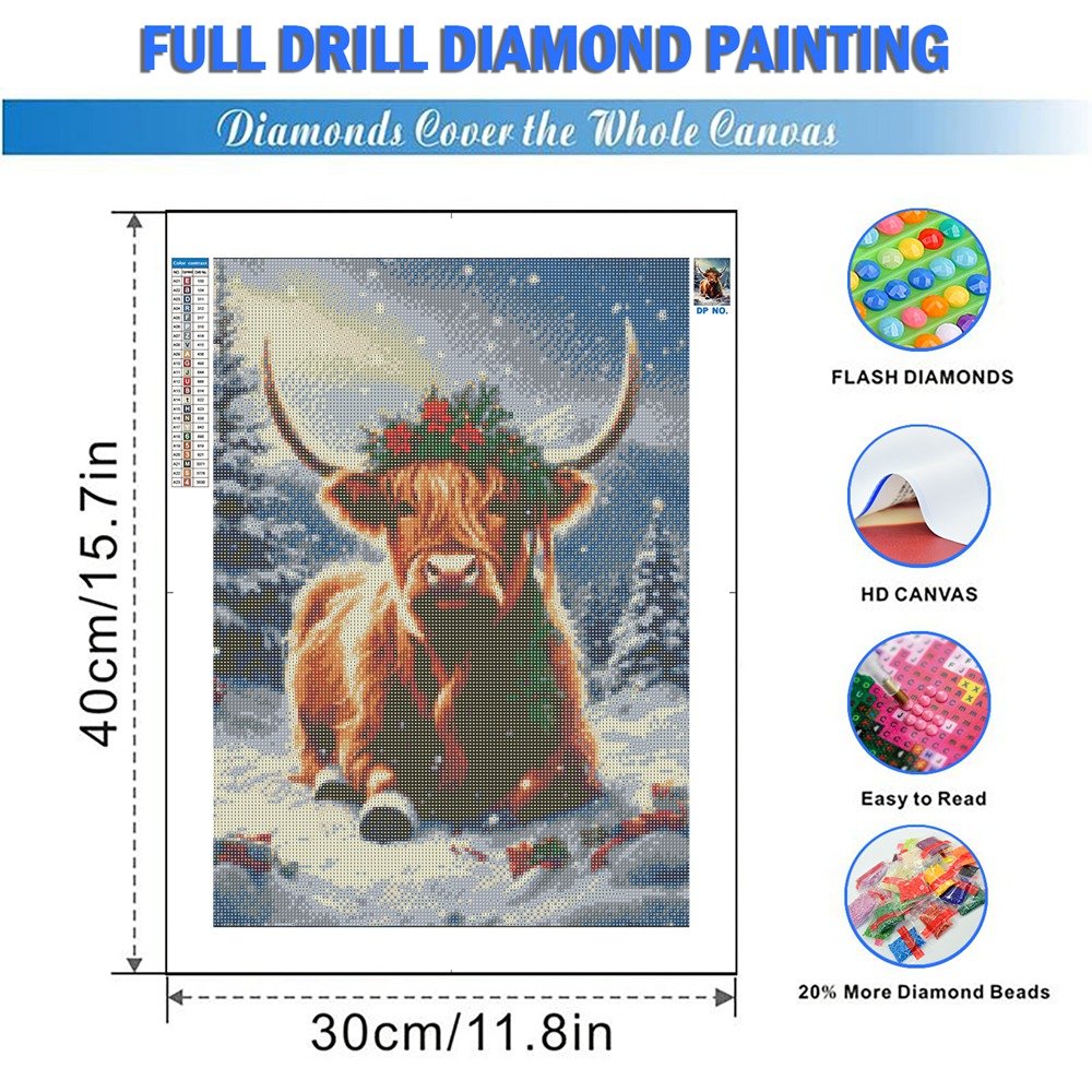 5D DIY Diamond Painting Animals Snow Cow Landscape Full Diamond Mosaic Embroidery Cross Stitch Kit Art Home Decor