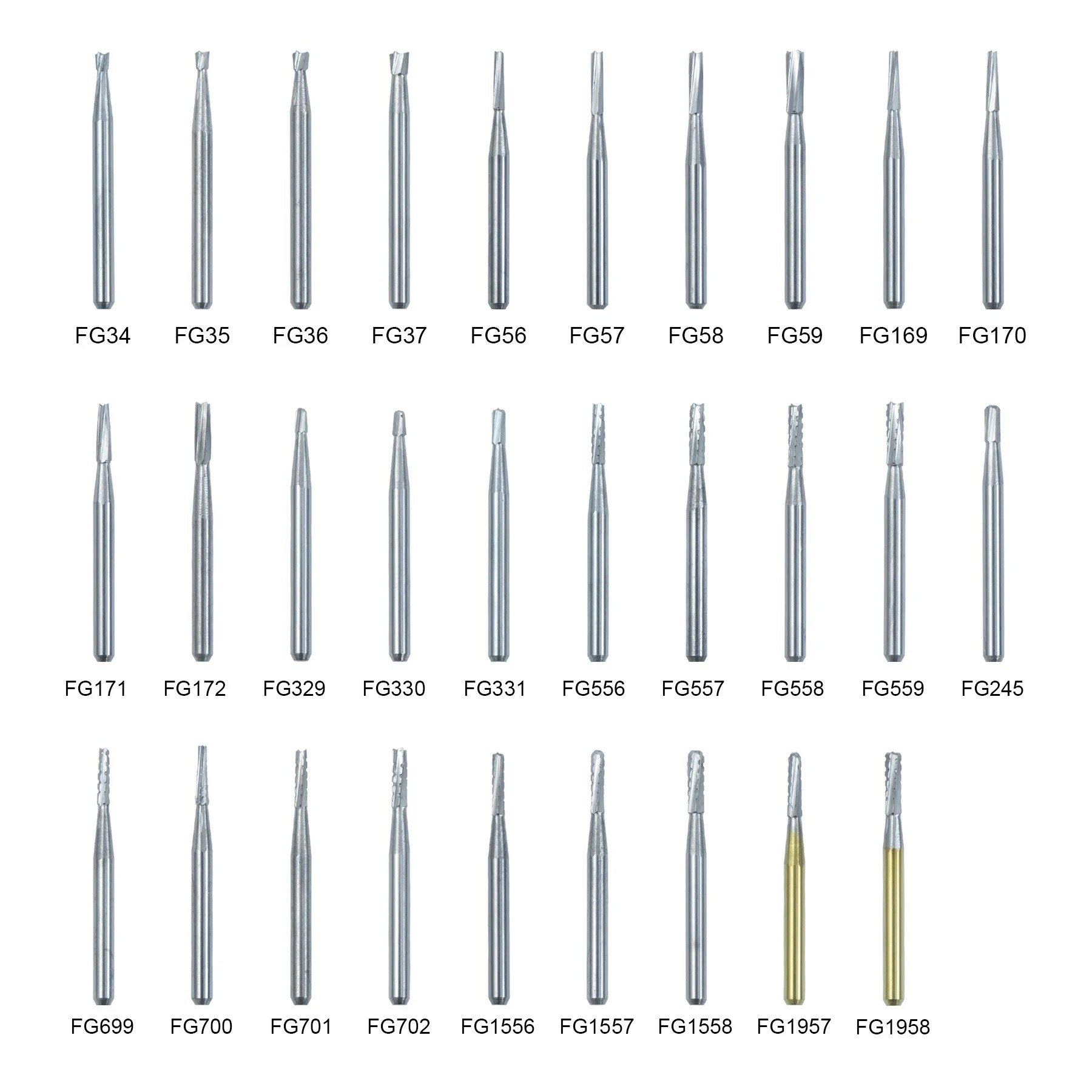 10Pcs/Box Dia 1.6mm Tungsten Steel Bur FG Carbide Dental Burs For High Speed Handpiece