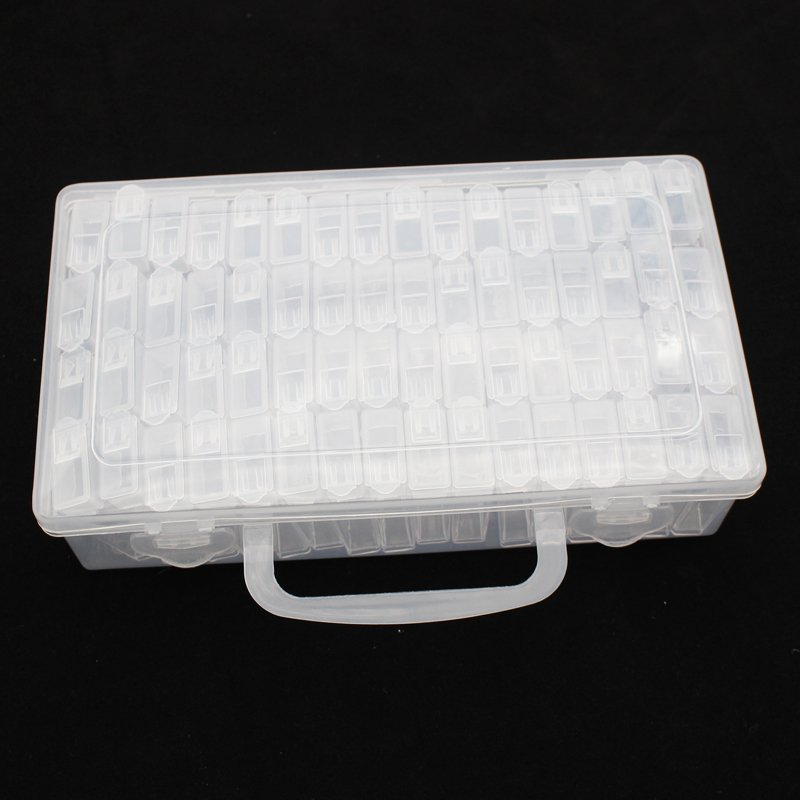 Wholesale 64 Slots Grid Storage Box For Diamond Painting Lock Plastic Box Diamond Painting Tools Add Tweezers