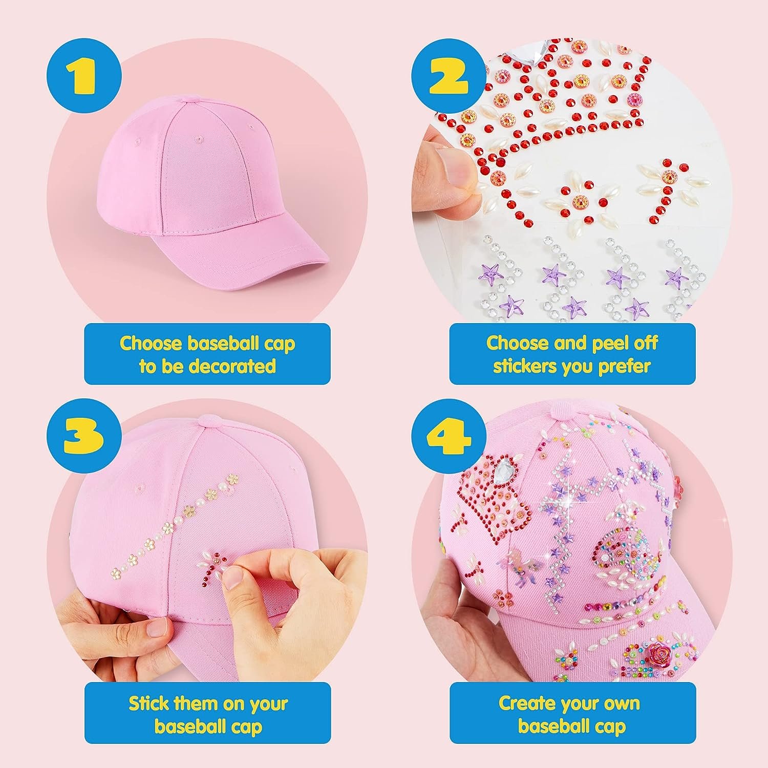 New Designs Creative DIY Diamond Painting Hat for Kids Funny Children Creative Diamond Art Craft Kits