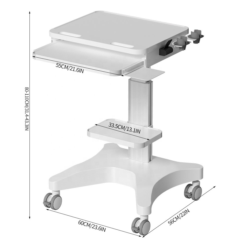 Liakymo Good Quality Hospital Height Adjustable ABS Ultrasound Instrument Trolley for Hospital Clinic