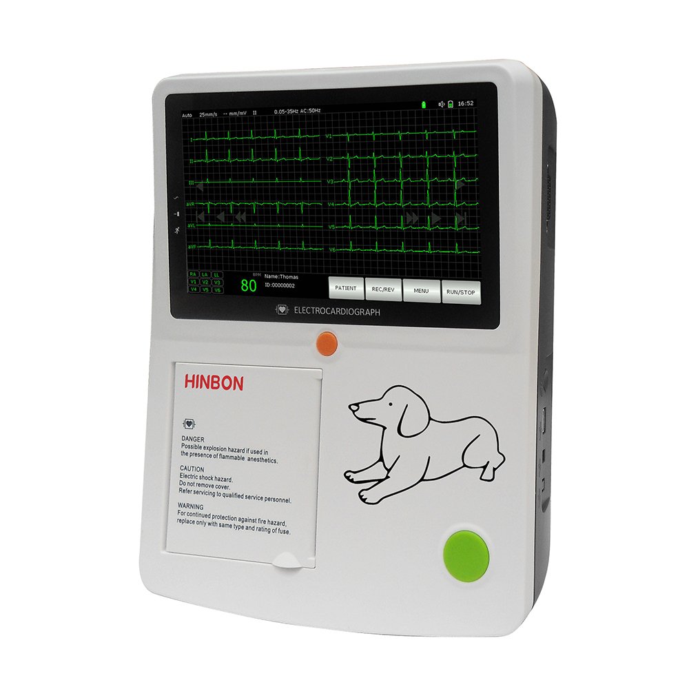 7" Color Touch-Screen 7/12 Lead Waveforms Thermal Printer Veterinary Equipment Synchronous Sampling System Ecg Ekg Machine