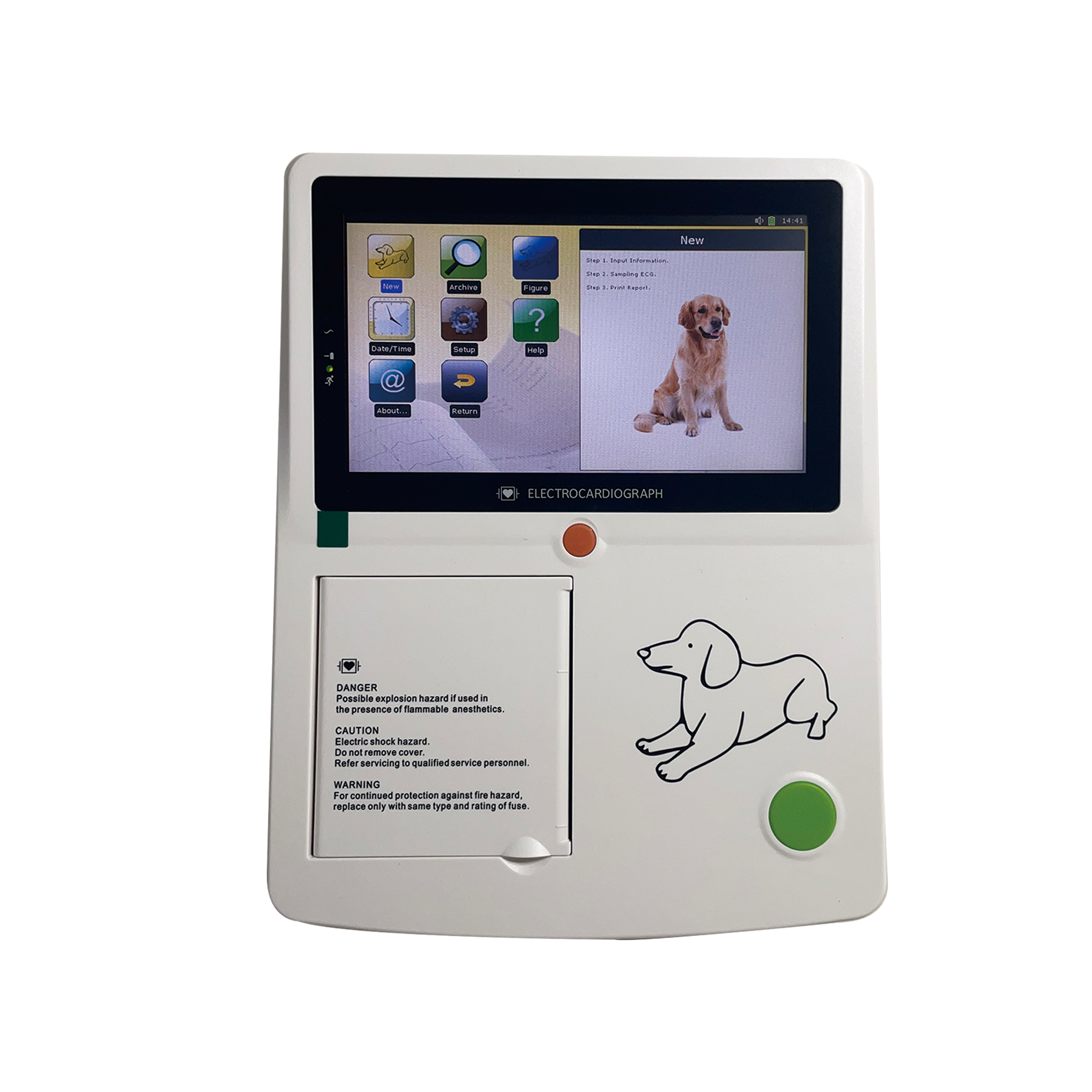 7" Color Touch-Screen 7/12 Lead Waveforms Thermal Printer Veterinary Equipment Synchronous Sampling System Ecg Ekg Machine