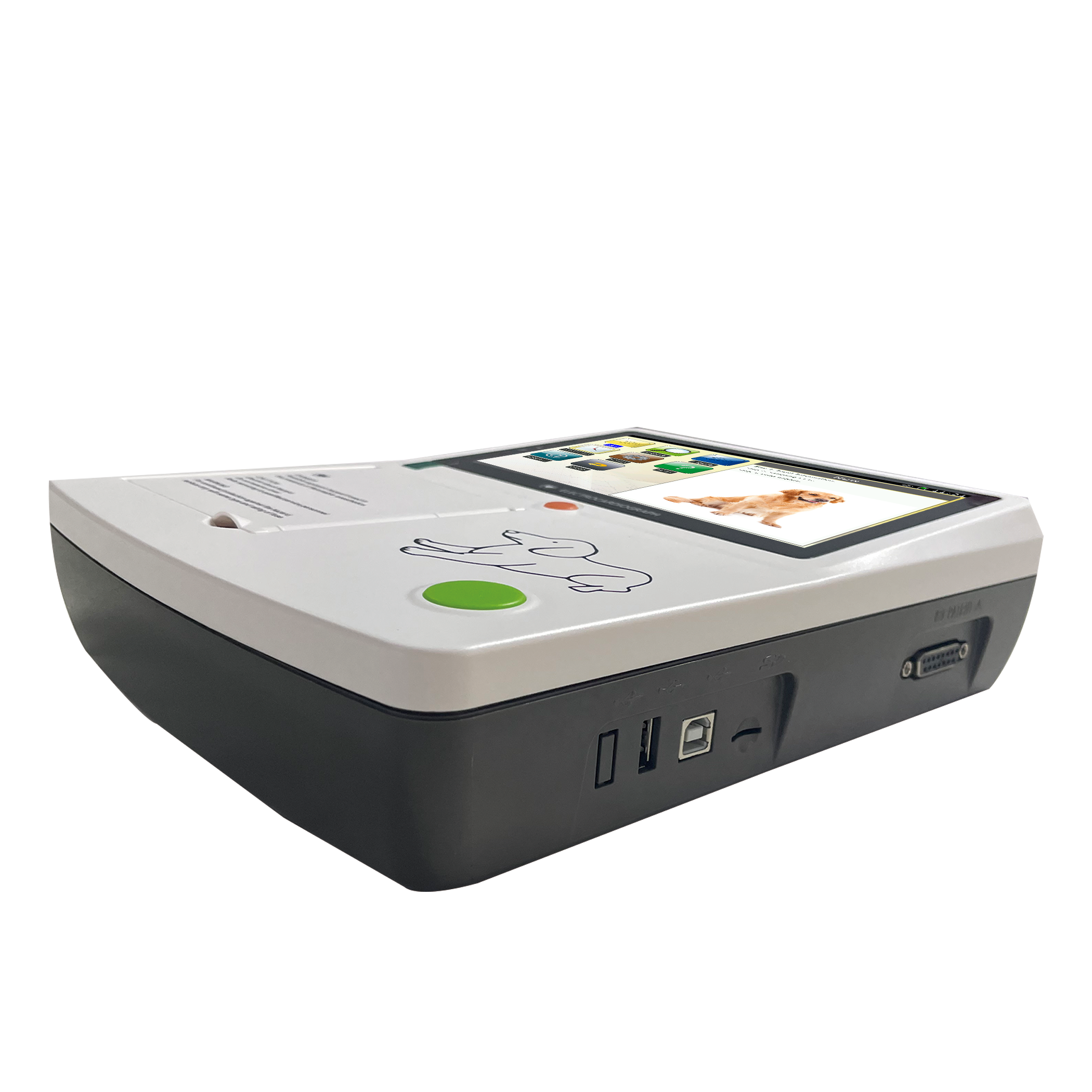 7" Color Touch-Screen 7/12 Lead Waveforms Thermal Printer Veterinary Equipment Synchronous Sampling System Ecg Ekg Machine