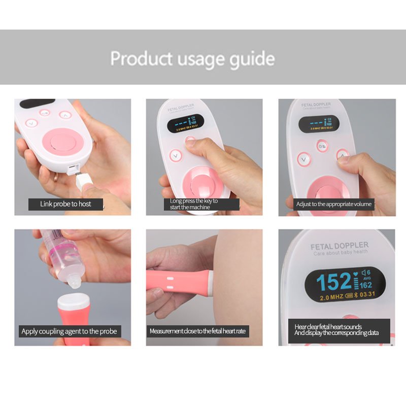 Home medical portable fetal heart rate detection machine ultrasound baby heartbeat fetal doppler