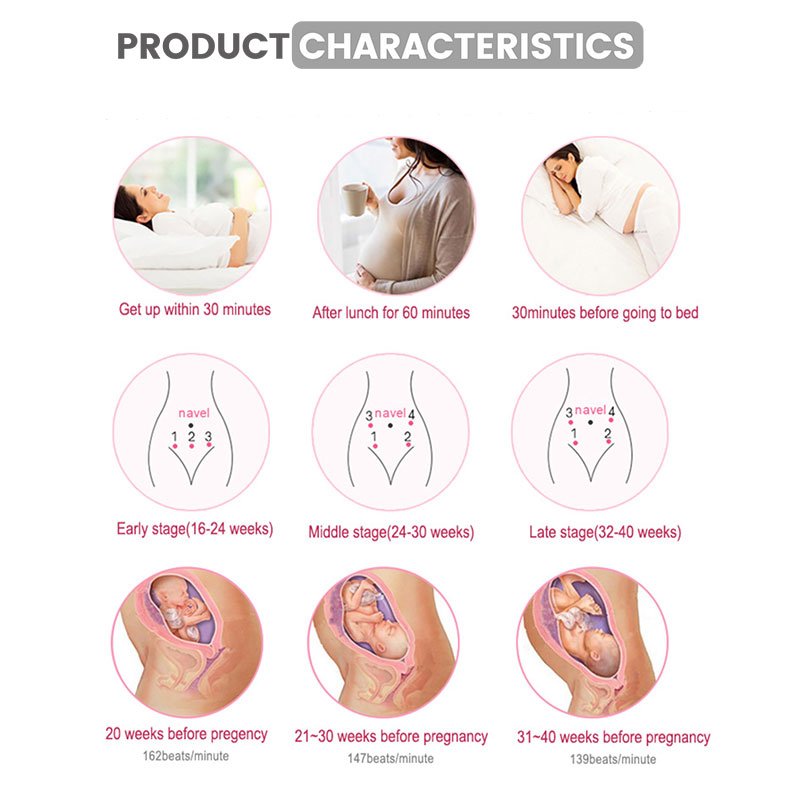 Home medical portable fetal heart rate detection machine ultrasound baby heartbeat fetal doppler