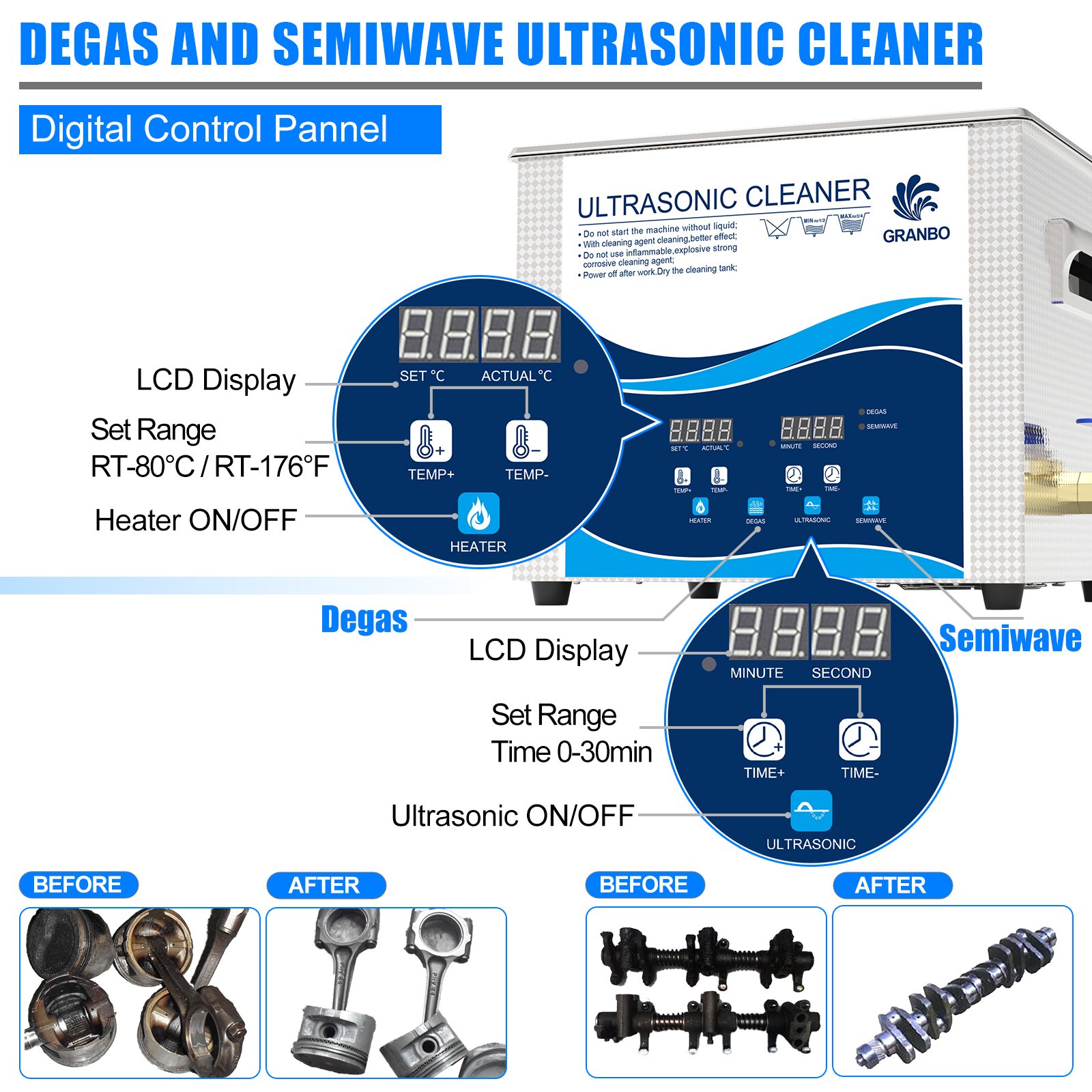Ultrasound Washing Machine 180W 40KHz 6.5L Ultrasonic Cleaner for Precise Machinery Medical Instruments