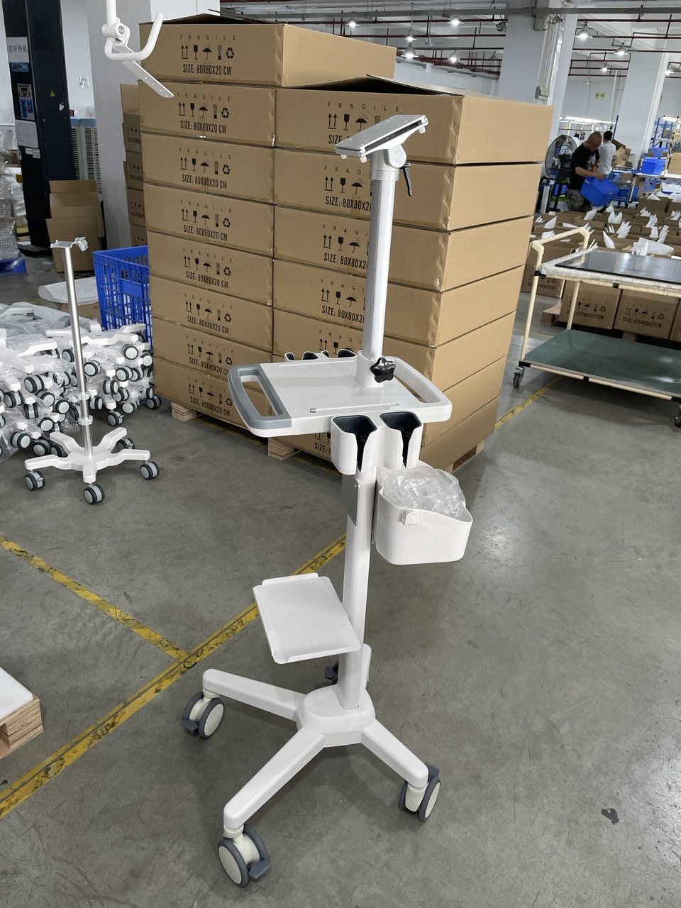 Medical hospital furniture Mobile cart ultrasound doppler machine table Aluminum alloy trolley US ECG trolley stand