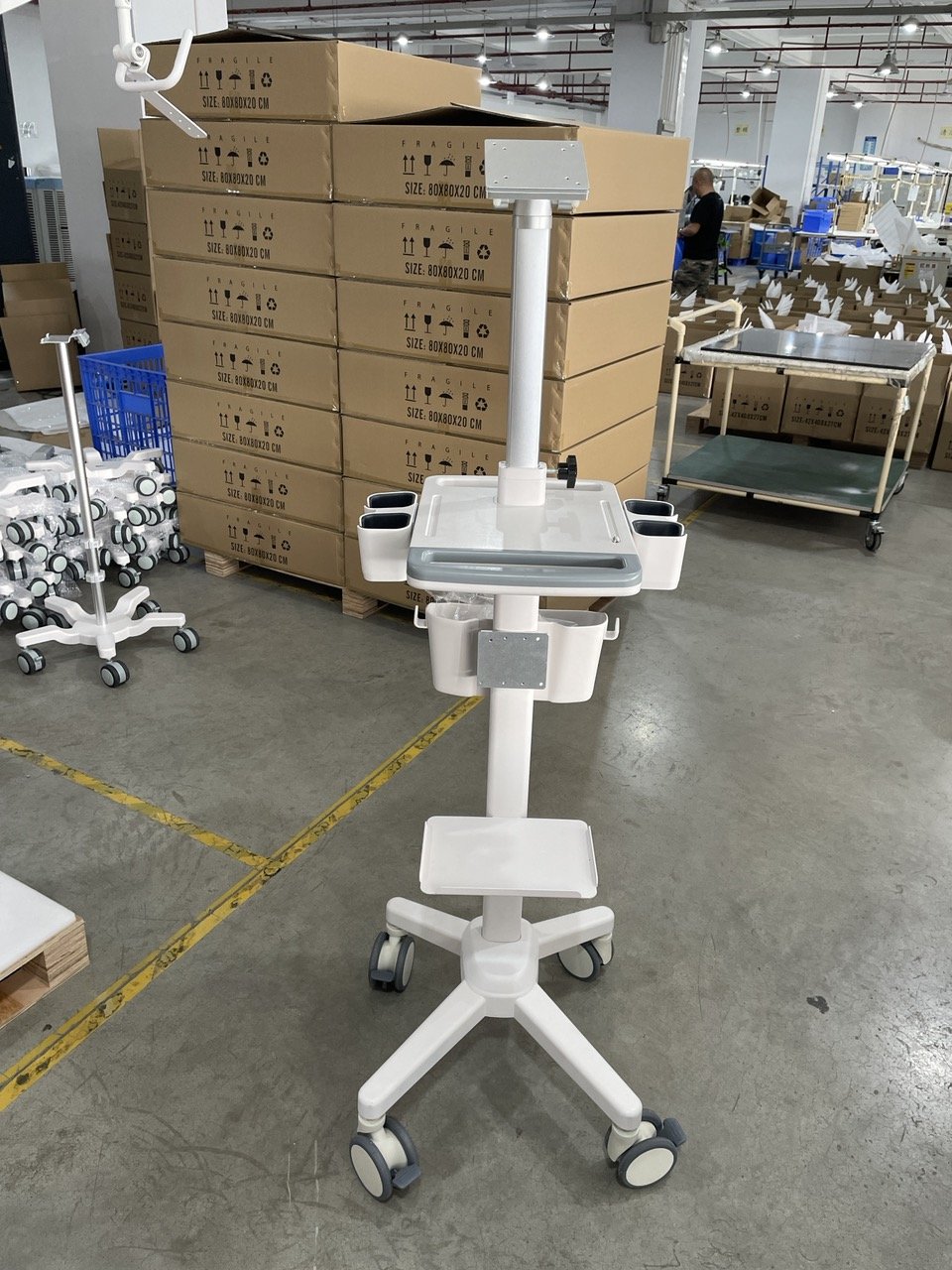 Medical hospital furniture Mobile cart ultrasound doppler machine table Aluminum alloy trolley US ECG trolley stand