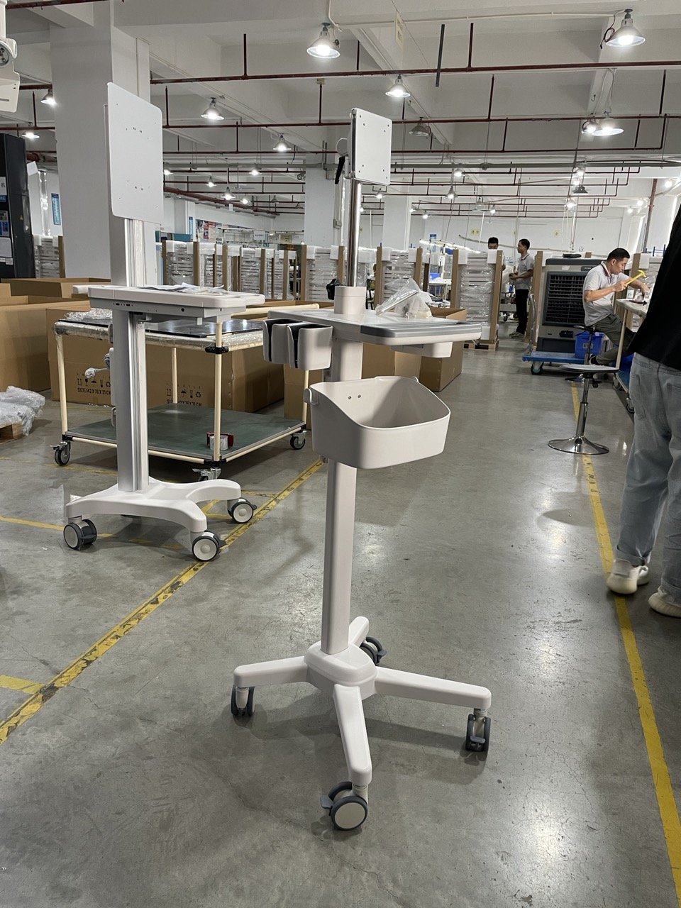 Medical hospital furniture Mobile cart ultrasound doppler machine table Aluminum alloy trolley US ECG trolley stand
