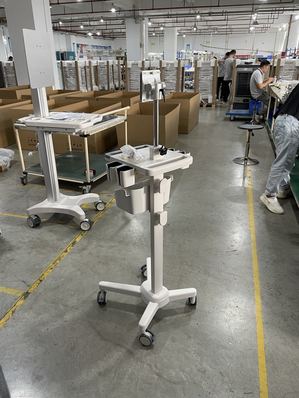 Medical hospital furniture Mobile cart ultrasound doppler machine table Aluminum alloy trolley US ECG trolley stand