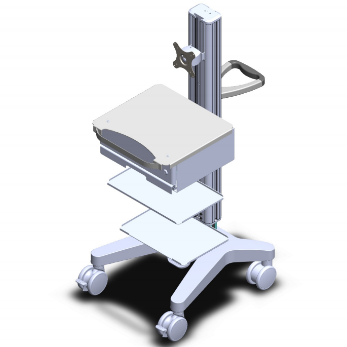 trolley with drawer hospital medical trolley cart all in one workstation with arm
