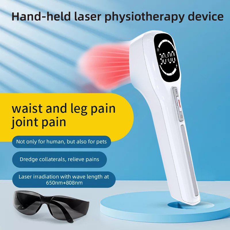 Handheld Cold Red Infrared Light Lamp Humans/Pets Veterinary Instrument 5/10/15/20 Timer Adjustable 4 x 808nm+14 x 650nm Joint