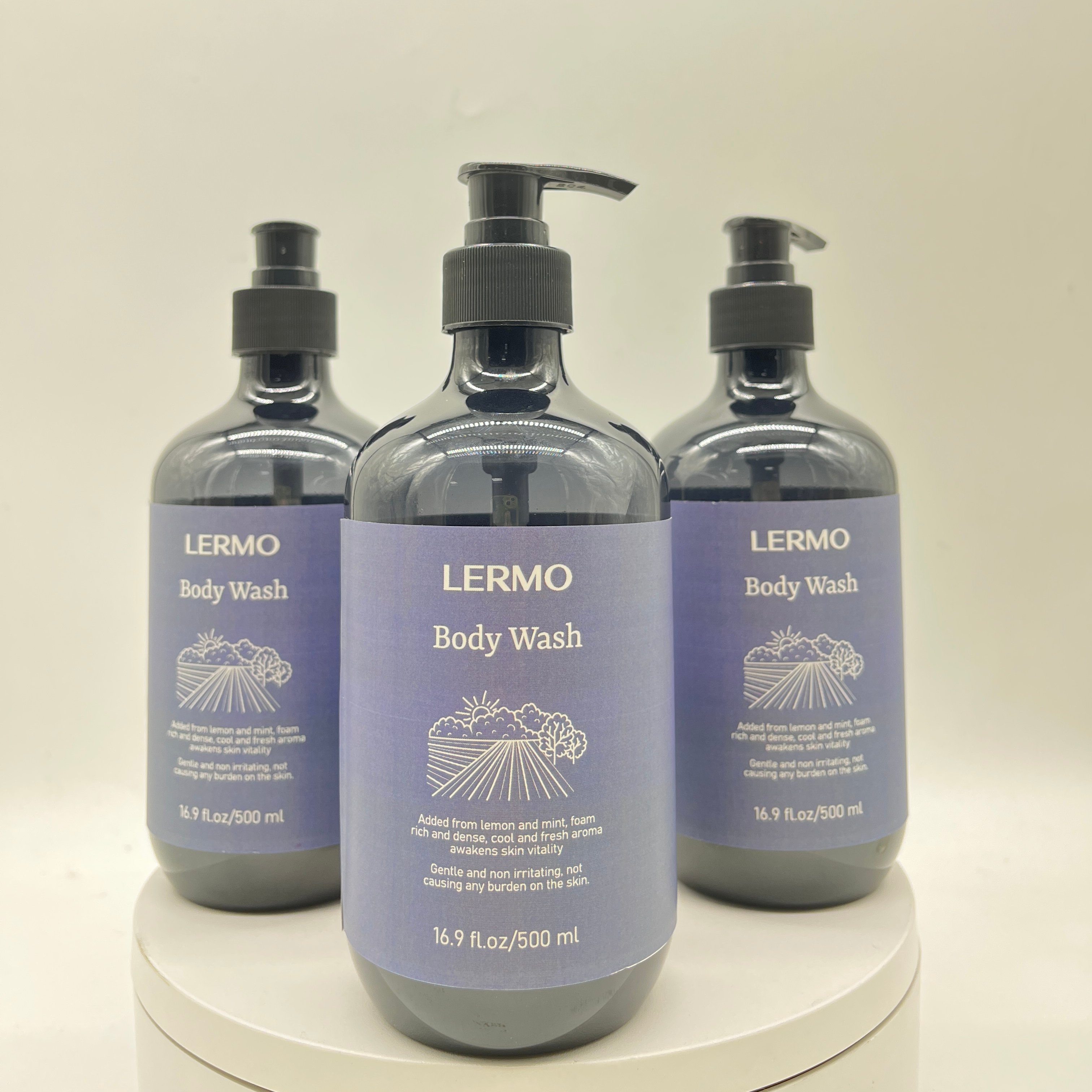 LERMO Mint Gently Clean Skin Mint & Lemon Men's Refreshing Shower Gel Liquid Moisturizing Body Bath Shower Gel for men 500ml