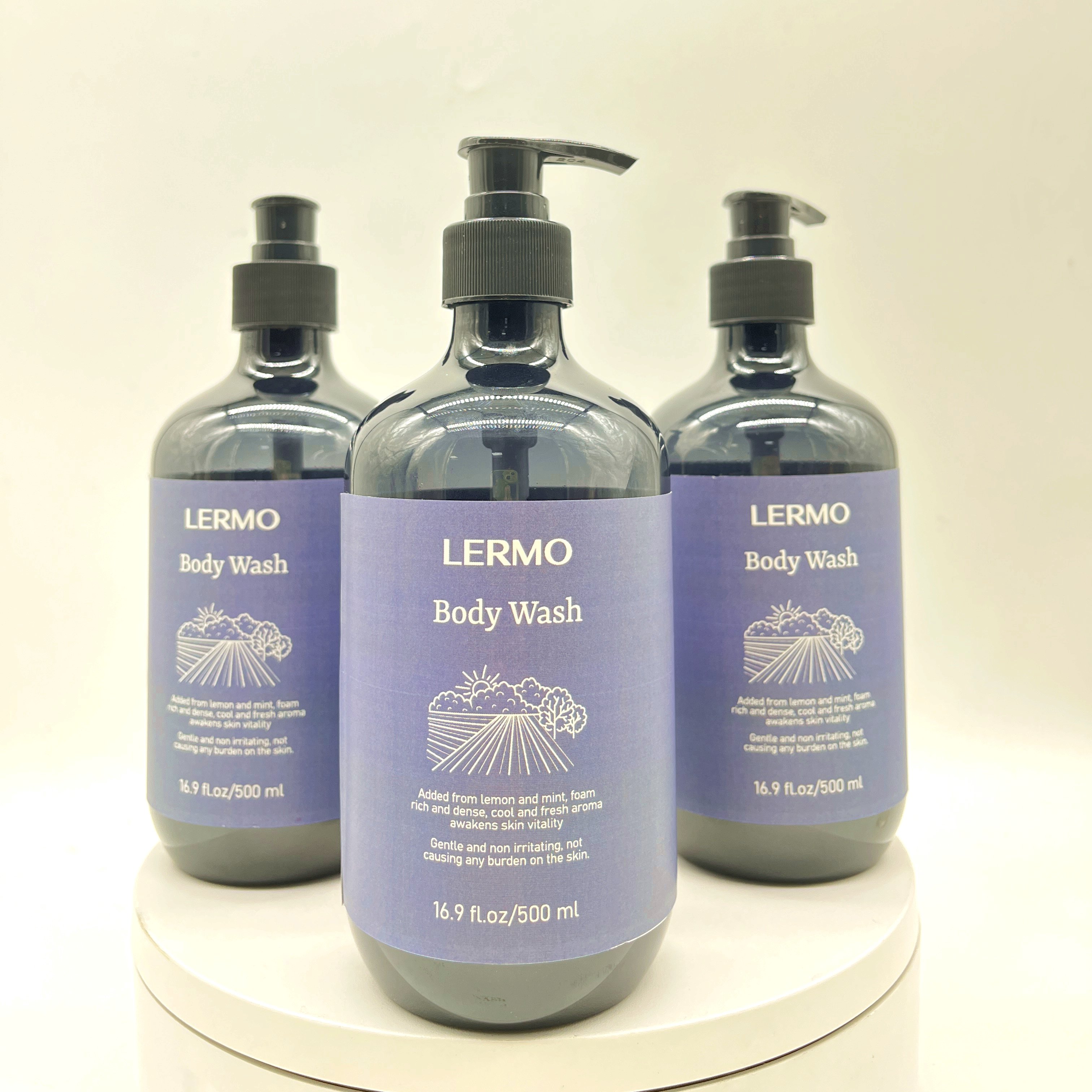 LERMO Mint Gently Clean Skin Mint & Lemon Men's Refreshing Shower Gel Liquid Moisturizing Body Bath Shower Gel for men 500ml