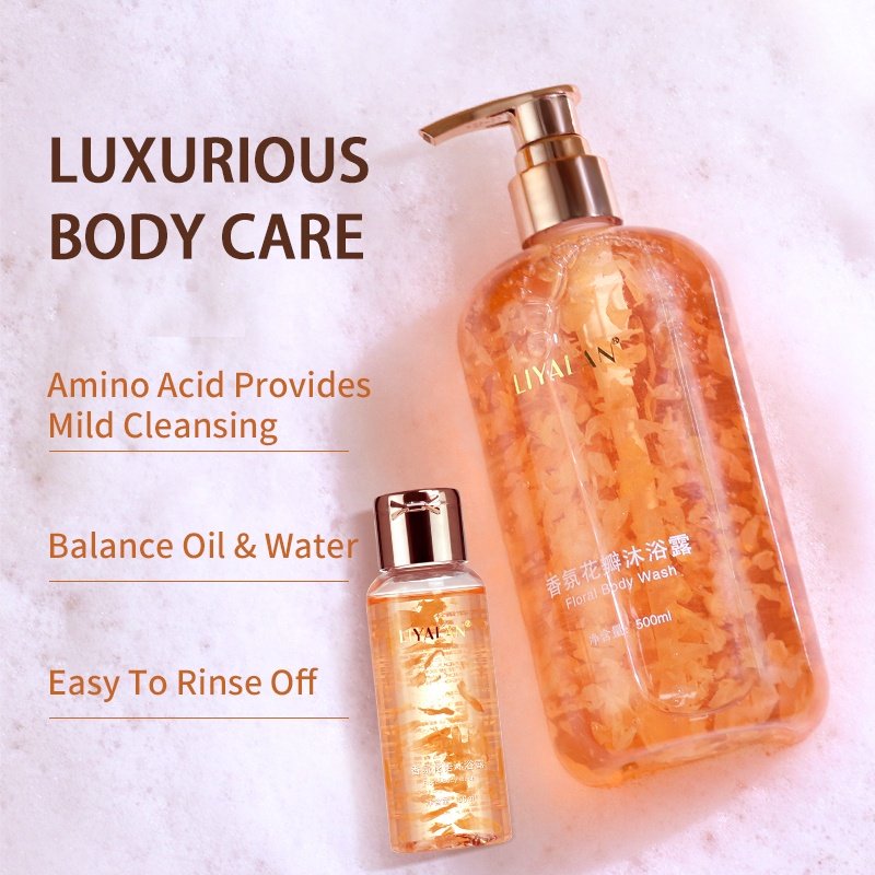 Private Label Natural Floral Organic Hydrating Skin Brightening Shower Gel Lightening Petal Body Wash
