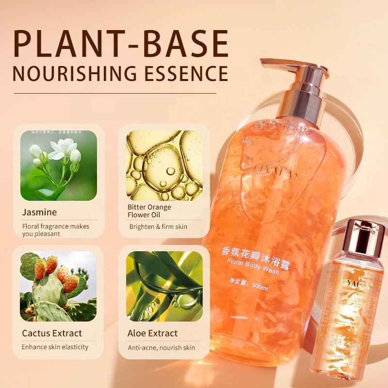 Private Label Natural Floral Organic Hydrating Skin Brightening Shower Gel Lightening Petal Body Wash
