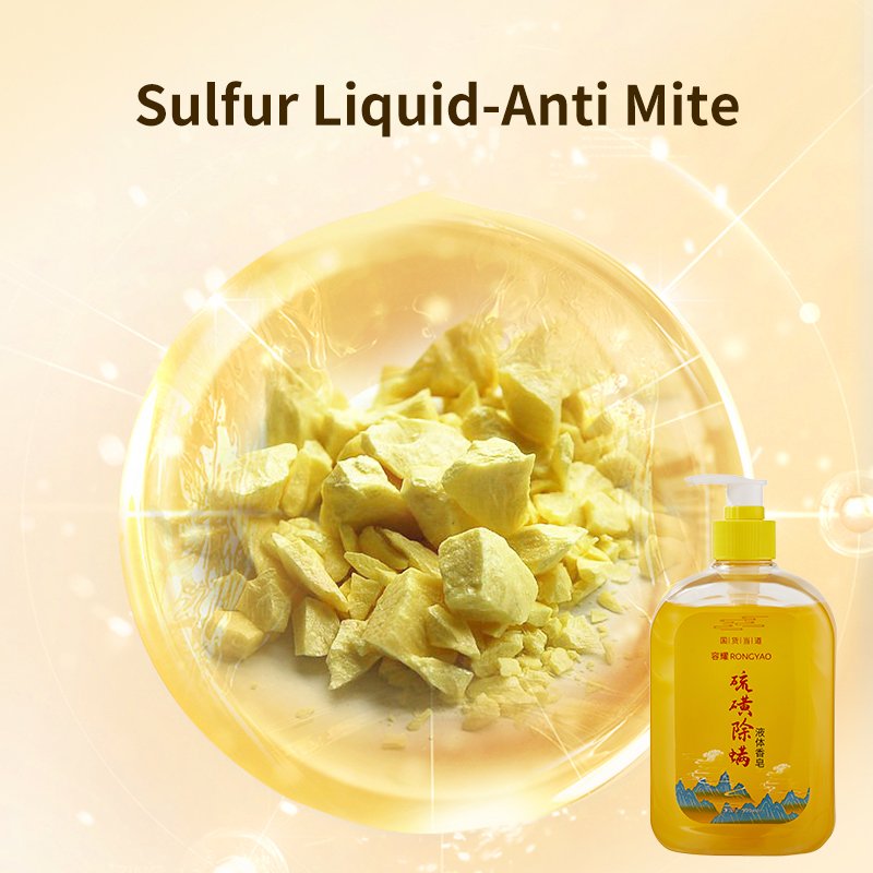 Rongyao Wholesale Sulfur liquid Soap Shower Gel Acne Treatment Body Cleanser Mineral Anti Mite Liquid Soap Shower Gel