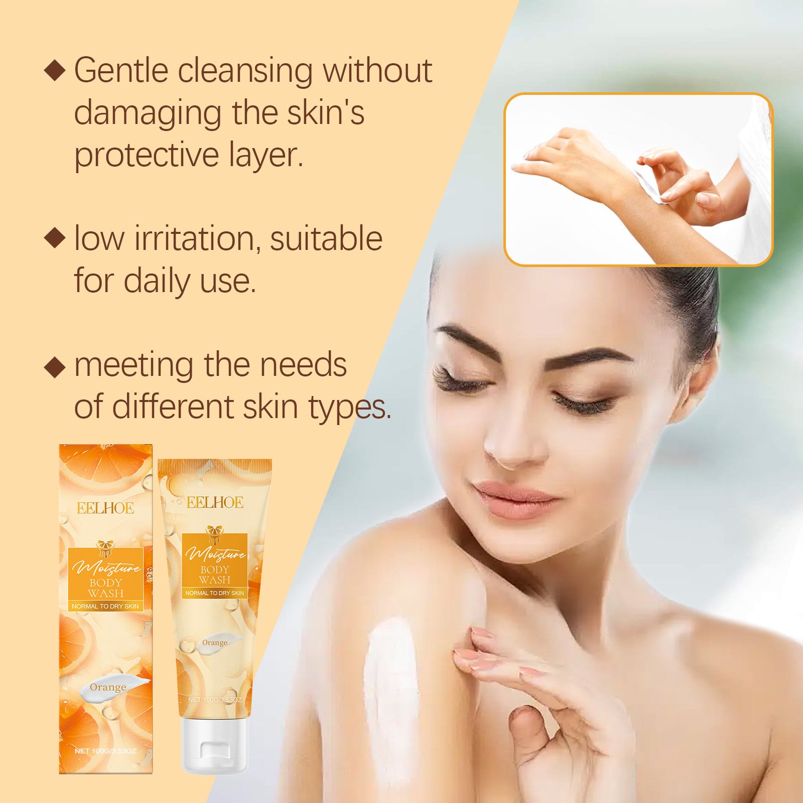 OEM Fresh orange essence Gentle nourishing body cleansing moisturizing shower gel Orange moisturizing shower gel