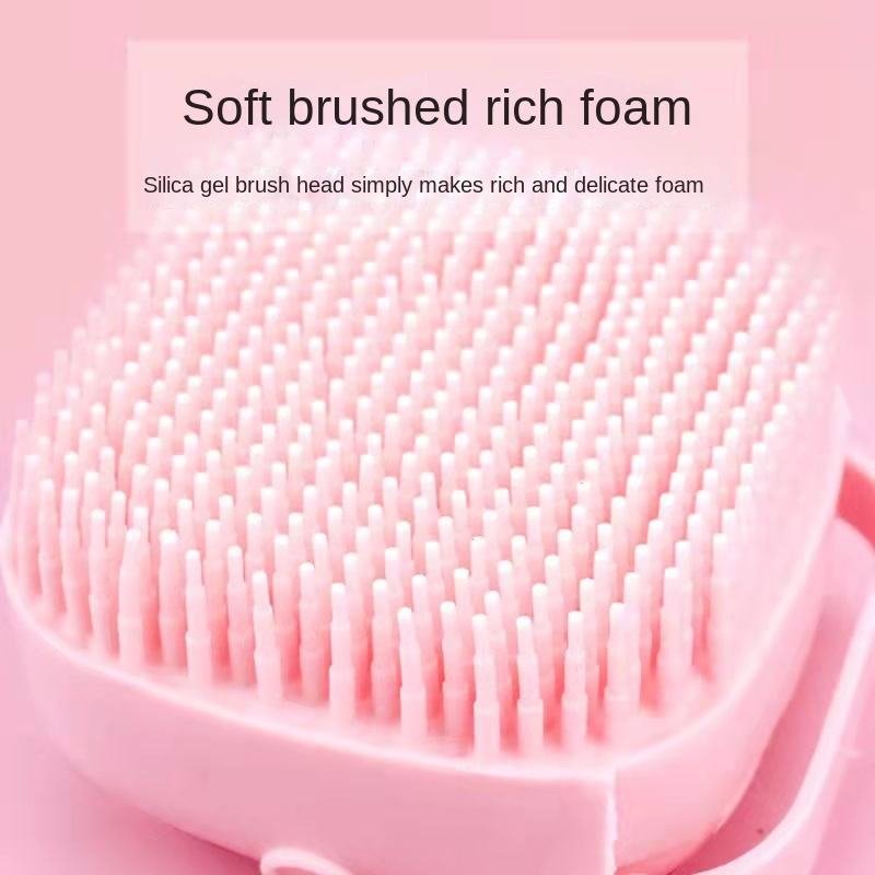 Pet Bathing Washing Hair Rubbing Backs Massage Brush Shower Silicone Dog Brush with Shampoo Dispenser