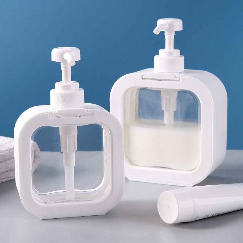Square Shampoo Shower Gel Bottle Lotion Pump White Plastic Luxury Cosmetic Screen Printing PET Lotion Containers PUMP Sprayer