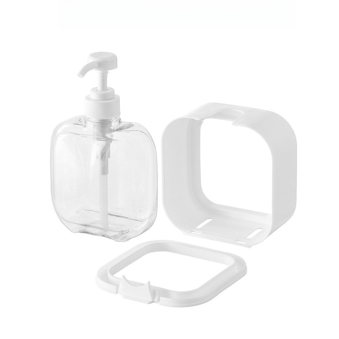 Square Shampoo Shower Gel Bottle Lotion Pump White Plastic Luxury Cosmetic Screen Printing PET Lotion Containers PUMP Sprayer