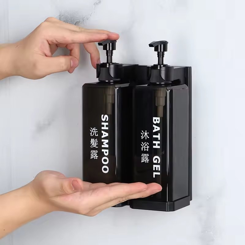500ML hotel bathroom wall mounted soap dispenser with lock manual press anti theft shampoo soap dispenser bottle